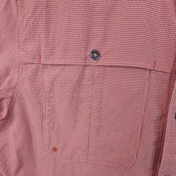 World Wide Sportsman Orange Seersucker Fishing Boating Shirt Sz L Vented - Picture 5 of 10